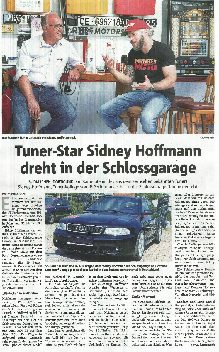 Sidney Hoffmann bei der Schlossgarage in Südkirchen